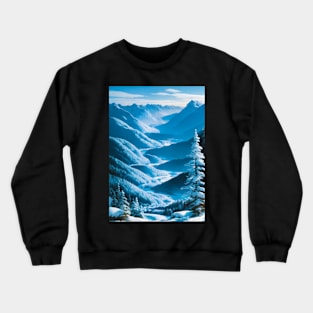 Snowy Mountain Valley in Winter Crewneck Sweatshirt